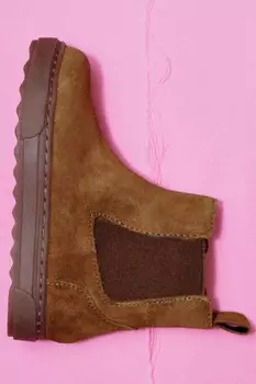 Кожаные эластичные ботинки ZARA, коричневый