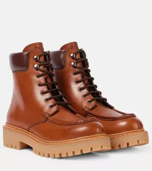 Кожаные армейские ботинки Prada, Cognac