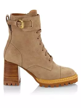 Кожаные армейские ботинки с пряжкой Mallory 80MM See by Chlo, бежевый