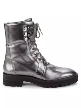 Кожаные армейские ботинки жемчужно-цвет Gunmetalикового цвета Stuart Weitzman, цвет Gunmetal
