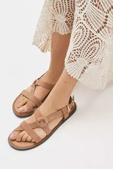 Кожаные асимметричные босоножки Forever Comfort на плоском каблуке Next, коричневый
