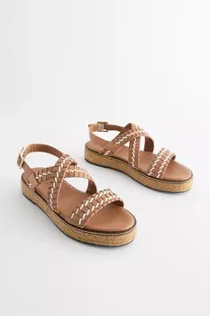 Кожаные эспадрильи Forever Comfort на плоской подошве Next, коричневый