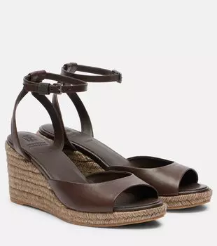 Кожаные эспадрильи на платформе Brunello Cucinelli, Chocolate Brown