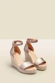 Кожаные эспадрильи на высокой танкетке с ремешком на щиколотке Sosandar, желтый