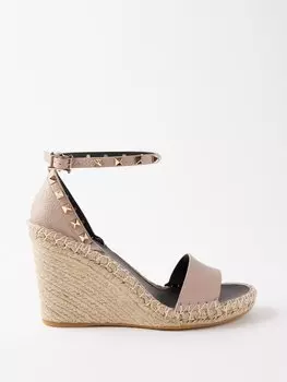 Кожаные эспадрильи rockstud 105 на танкетке Valentino Garavani, бежевый