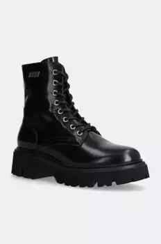 Кожаные байкерские ботинки MSGM, черный