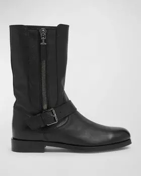 Кожаные байкерские ботинки с пряжкой и молнией TOM FORD, цвет Black