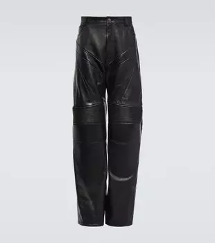 Кожаные байкерские брюки Balenciaga, черный