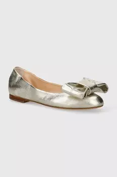 Кожаные балетки AGL Milly Ribbon, золотой