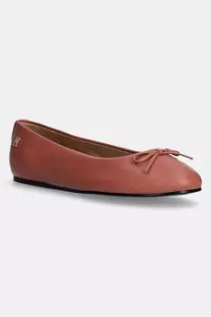Кожаные балетки Ballerina Leather Flat Bow Tommy Hilfiger, оранжевый