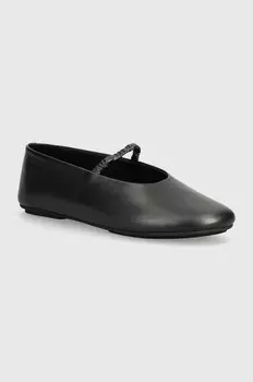 Кожаные балетки BallERINA W/STRAP PEARL LTH Calvin Klein, черный