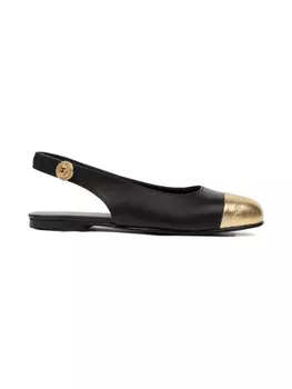 Кожаные балетки Balmain Kids, черный