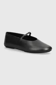 Кожаные балетки Calvin Klein BALLERINA W/STRAP PEARL LTH, черный