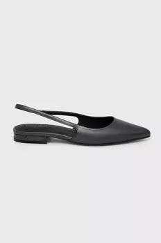 Кожаные балетки Calvin Klein FLAT SLINGBACK PUMP PEARL, черный