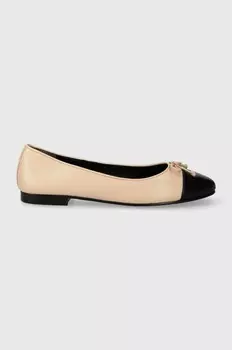 Кожаные балетки Cap-Toe Ballet Tory Burch, бежевый
