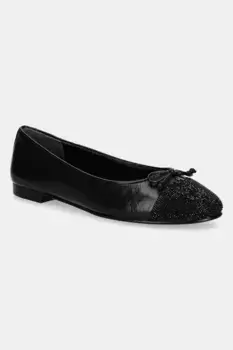 Кожаные балетки Cap-Toe Pave Ballet Tory Burch, черный