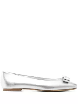 Кожаные балетки Casadei, серебряный