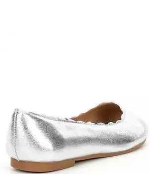 Кожаные балетки цвета металлик с зубцами Copper Key Girls Delight (для малышей), серебро