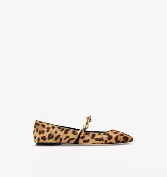Кожаные балетки Diamond Tilda с леопардовым принтом Jimmy Choo, бежевый