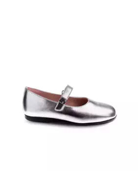 Кожаные балетки для девочек на застежке-липучке Pablosky, серебрянный