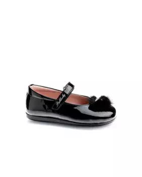 Кожаные балетки для девочек на застежке-липучке Pablosky, черный