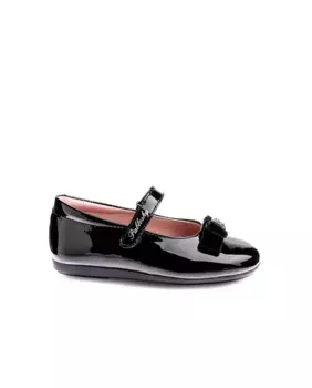 Кожаные балетки для девочек на застежке-липучке Pablosky, черный
