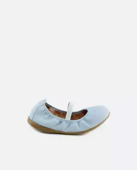 Кожаные балетки для девочки на резинке Eli 1957, светло-голубой