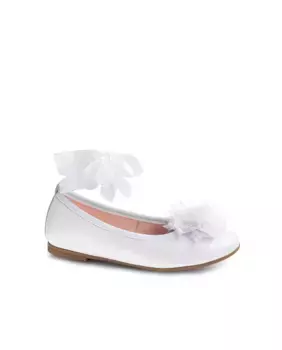 Кожаные балетки для девочки на резинке Pablosky, белый