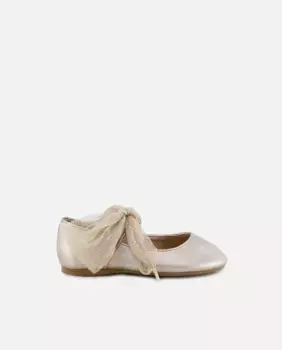 Кожаные балетки для девочки с лентами плюмети Eli 1957, золотой