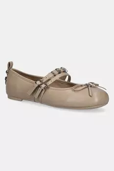 Кожаные балетки Gioia Pinko, бежевый