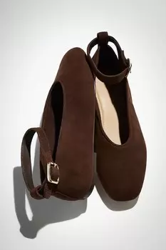 Кожаные балетки H&M, коричневый