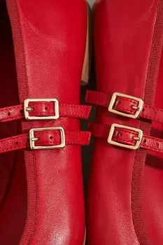 Кожаные балетки H&M, красный