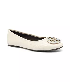 Кожаные балетки Клэр Tory Burch, экрю