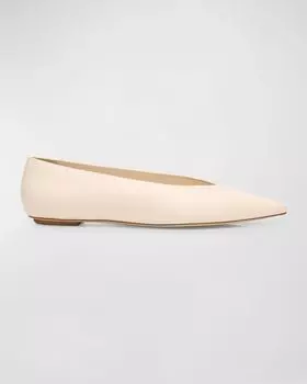 Кожаные балетки Lina с острым носком Stuart Weitzman, цвет Seashell