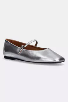 Кожаные балетки MARY JANE BALLERINA - MET Calvin Klein, серебряный