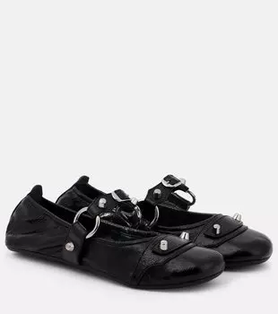 Кожаные балетки Mary Jane Le City Balenciaga, Black/Silver