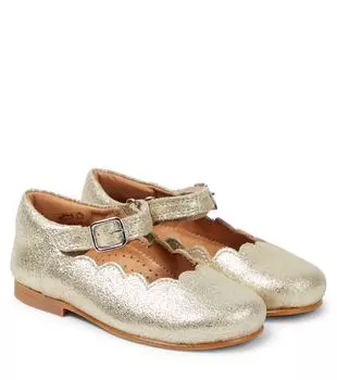 Кожаные балетки mary jane с зубцами Petit Nord, коричневый