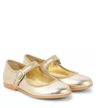 Кожаные балетки металлик Pp, золотой