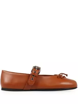 Кожаные балетки Miu Miu, коричневый