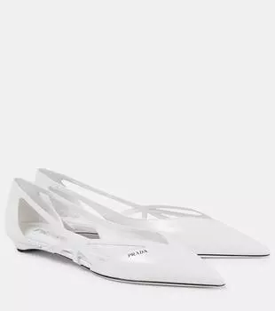 Кожаные балетки Prada, белый