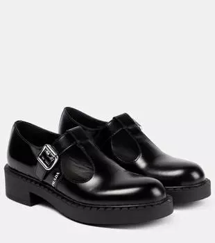Кожаные балетки Prada, черный
