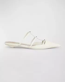 Кожаные балетки Rockstud с Т-образным ремешком Valentino Garavani, цвет Ivory