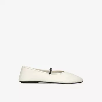 Кожаные балетки с эластичным ремешком The Row, белый