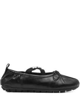 Кожаные балетки с драгоценными камнями Simone Rocha, черный