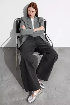 Кожаные балетки с пряжкой & Other Stories, серебряный