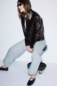 Кожаные балетки с украшениями & Other Stories, черный