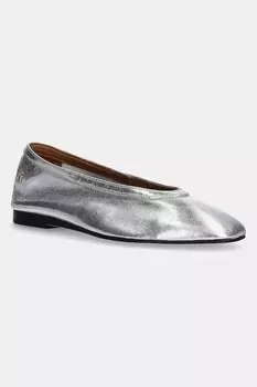 Кожаные балетки Soft Metal Lthr Ballerina No Bow Tommy Hilfiger, серебряный