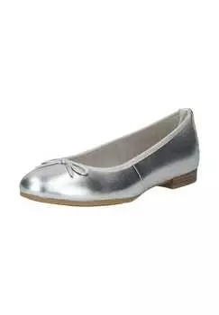 Кожаные балетки Tamaris, серебряный