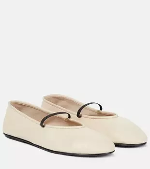 Кожаные балетки The Row, белый