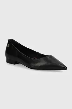 Кожаные балетки Tommy Hilfiger TH POINTY BALLERINA, черный